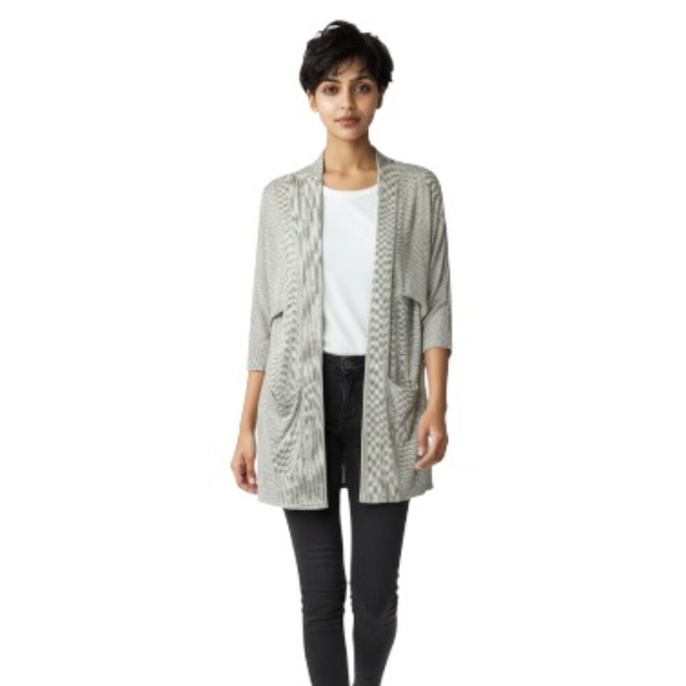 Donni O/S Plus Size Oatmeal Ribbed Open Front Cardigan EUC